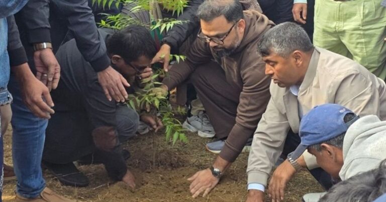 সংবর্ধনাস্থলে ক্ষতিগ্রস্ত গাছের বদলে নতুন চারা রোপন বিএনপির