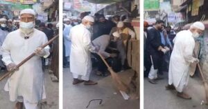 ফজরের নামাজের পরই সড়ক পরিষ্কারে নামলেন বিরোধীদলীয় নেতা