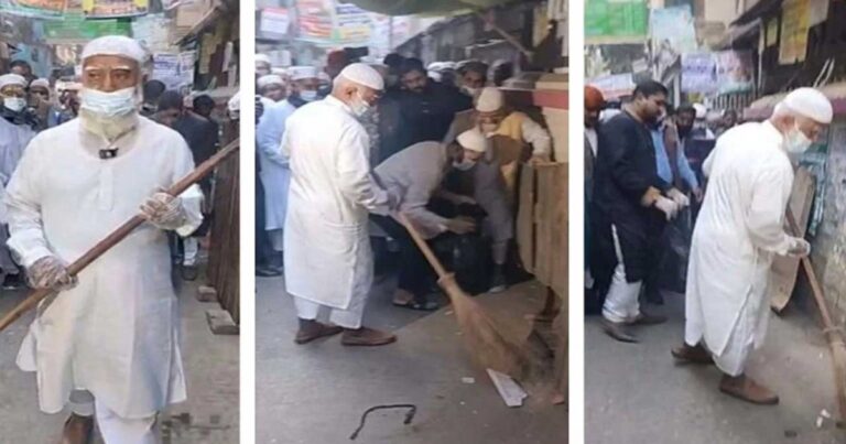 ফজরের নামাজের পরই সড়ক পরিষ্কারে নামলেন বিরোধীদলীয় নেতা