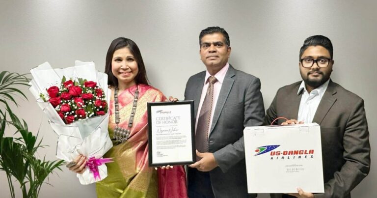 ১৮৪ দেশে বাংলাদেশের পতাকা উড়ানো নারীকে ইউএস-বাংলার স্বীকৃতি