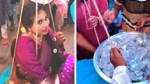বৌভাতে নাতনিকে পাল্লায় তুলে সমান ওজনের কয়েন উপহার দিলেন নানা