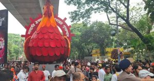 দোতারা, মোরগ আর ঘোড়ার মোটিফে বর্ণিল ঢাবির বৈশাখী শোভাযাত্রা