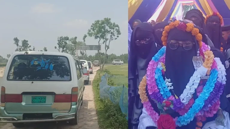 নারী হাফেজাকে সংবর্ধনা দিতে মাইক্রোবাসের বহর